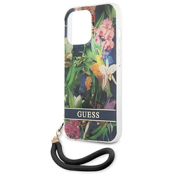 Guess GUHCP13XHFLSB iPhone 13 Pro Max 6,7&quot; niebieski/blue hardcase Flower Strap