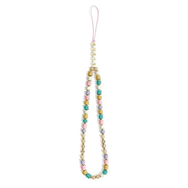 Guess zawieszka GUSTFLWP Phone Strapróżowy/pink Heishi Beads