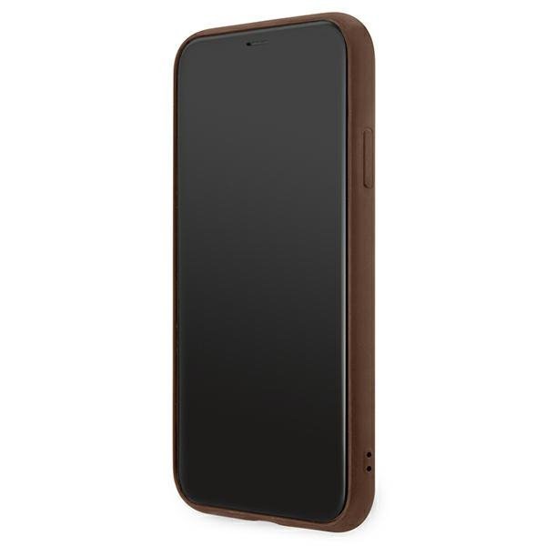 Guess GUHCN61G4GFBR iPhone 11 / Xr 6,1&quot;brązowy/brown hard case 4G Metal Gold Logo