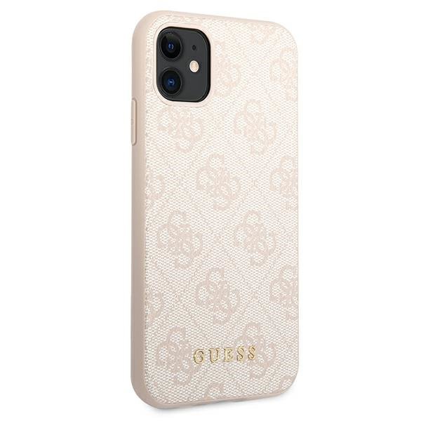 Guess GUHCN61G4GFPI iPhone 11 / Xr 6,1&quot;różowy/pink hard case 4G Metal Gold Logo