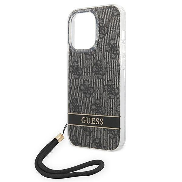 Guess GUOHCP14LH4STK iPhone 14 Pro 6,1&quot; czarny/black hardcase 4G Print Strap
