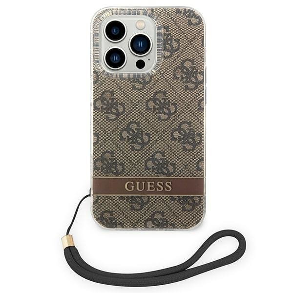 Guess GUOHCP14XH4STW iPhone 14 ProMax 6,7&quot; brązowy/brown hardcase 4G Print Strap