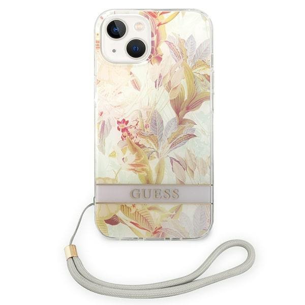 Guess GUOHCP14MHFLSU iPhone 14 Plus / 15 Plus 6.7&quot; fioletowy/purple hardcase Flower Strap