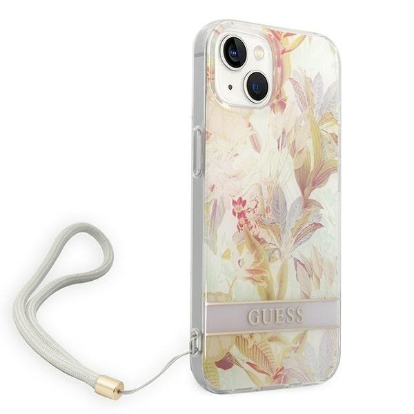 Guess GUOHCP14MHFLSU iPhone 14 Plus / 15 Plus 6.7&quot; fioletowy/purple hardcase Flower Strap