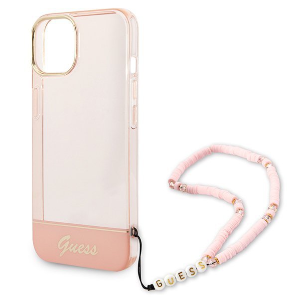 Guess GUHCP14MHGCOHP iPhone 14 Plus / 15 Plus 6.7&quot; różowy/pink hardcase Translucent Pearl Strap