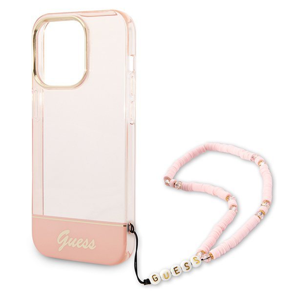 Guess GUHCP14LHGCOHP iPhone 14 Pro 6,1&quot; różowy/pink hardcase Translucent Pearl Strap
