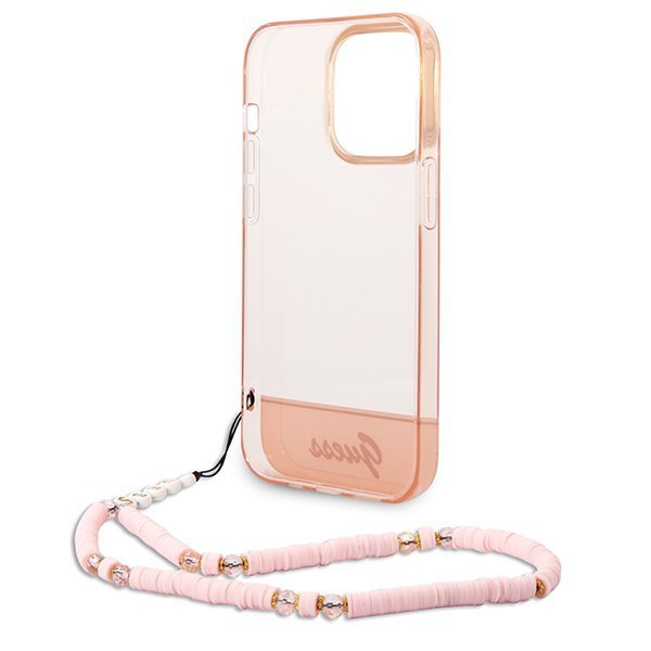 Guess GUHCP14LHGCOHP iPhone 14 Pro 6,1&quot; różowy/pink hardcase Translucent Pearl Strap