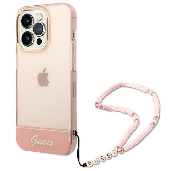 Guess GUHCP14XHGCOHP iPhone 14 Pro Max 6,7&quot; różowy/pink hardcase Translucent Pearl Strap