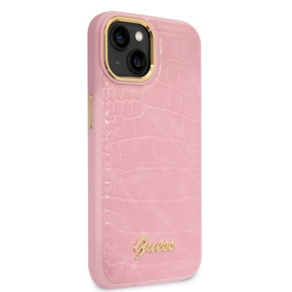 Guess GUHCP14SHGCRHP iPhone 14 / 15 / 13 6.1&quot; różowy/pink hardcase Croco Collection