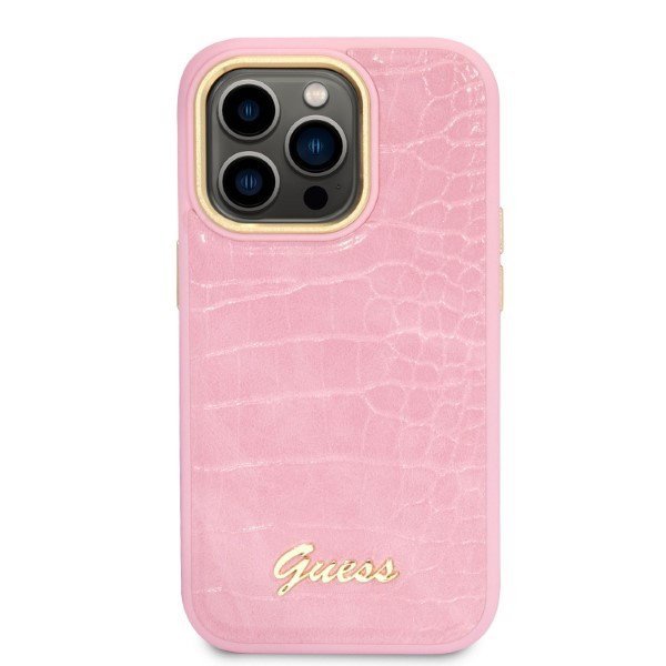 Guess GUHCP14LHGCRHP iPhone 14 Pro 6,1&quot; różowy/pink hardcase Croco Collection