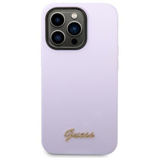 Guess GUHCP14LSLSMU iPhone 14 Pro 6,1&quot; fioletowy/purple hard case Silicone Vintage Gold Logo