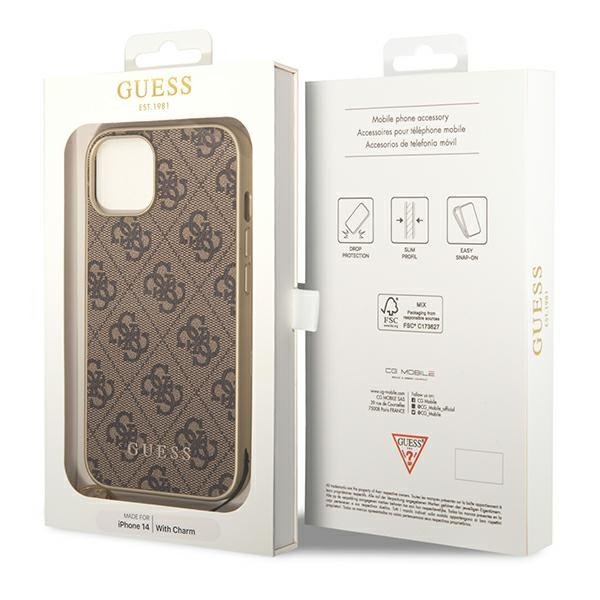 Guess GUHCP14MGF4GBR iPhone 14 Plus / 15 Plus 6.7&quot; brązowy/brown hardcase 4G Charms Collection