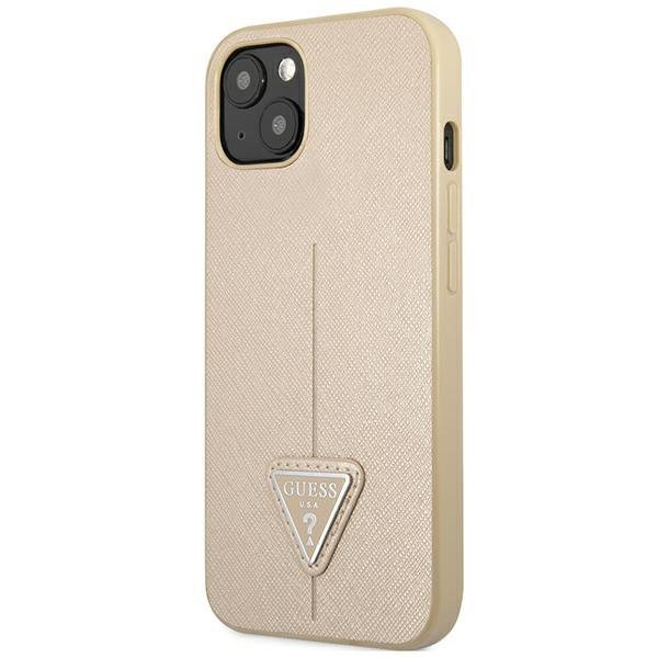 Guess GUHCP14SPSATLE iPhone 14 / 15 / 13 6.1&quot; beżowy/beige hardcase SaffianoTriangle Logo