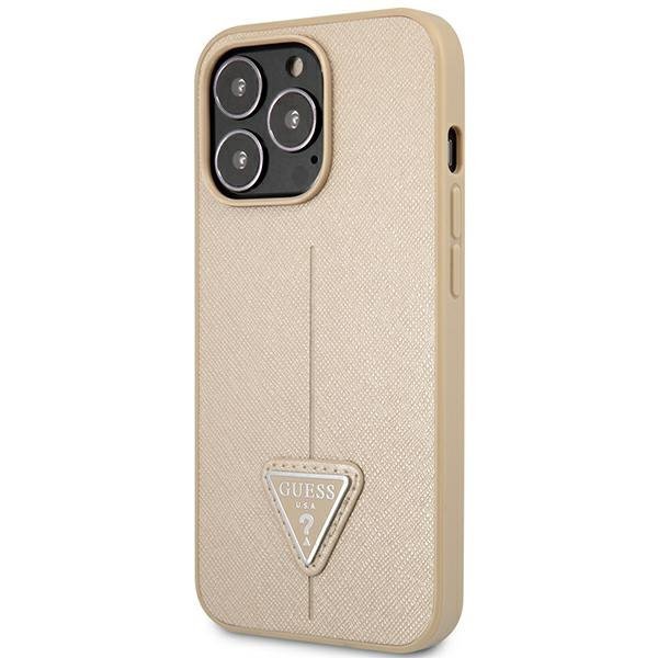 Guess GUHCP14LPSATLE iPhone 14 Pro 6,1&quot; beżowy/beige hardcase SaffianoTriangle Logo