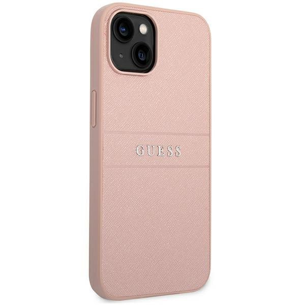 Guess GUHCP14MPSASBPI iPhone 14 Plus / 15 Plus 6.7&quot; różowy/pink Saffiano Strap