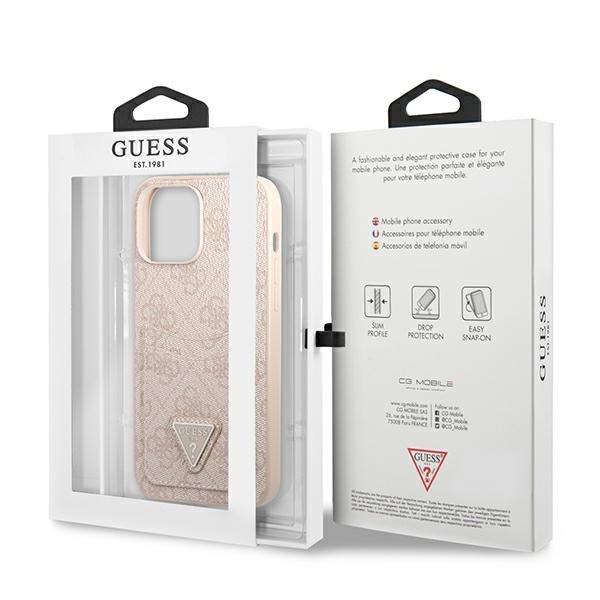 Guess GUHCP13LP4TPP iPhone 13 Pro / 13 6,1&quot; różowy/pink hardcase 4G Triangle Logo Cardslot