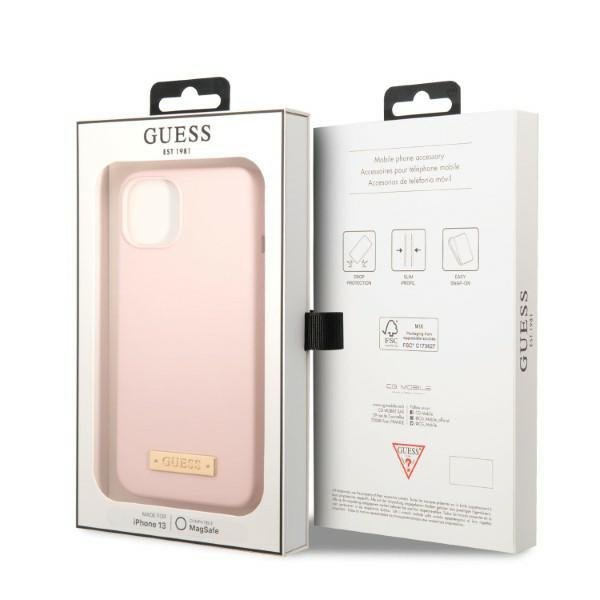 Guess GUHMP13SSBPLP iPhone 13 mini 5,4&quot; różowy/pink hard case Silicone Logo Plate MagSafe