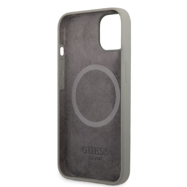 Guess GUHMP13SSPLG iPhone 13 mini 5,4&quot; szary/grey hard case Silicone Logo Plate MagSafe