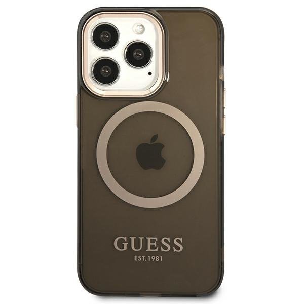 Guess GUHMP13LHTCMK iPhone 13 Pro / 13 6,1&quot; czarny/black hard case Gold Outline Translucent MagSafe