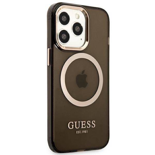 Guess GUHMP13XHTCMK iPhone 13 Pro Max 6,7&quot; czarny/black hard case Gold Outline Translucent MagSafe