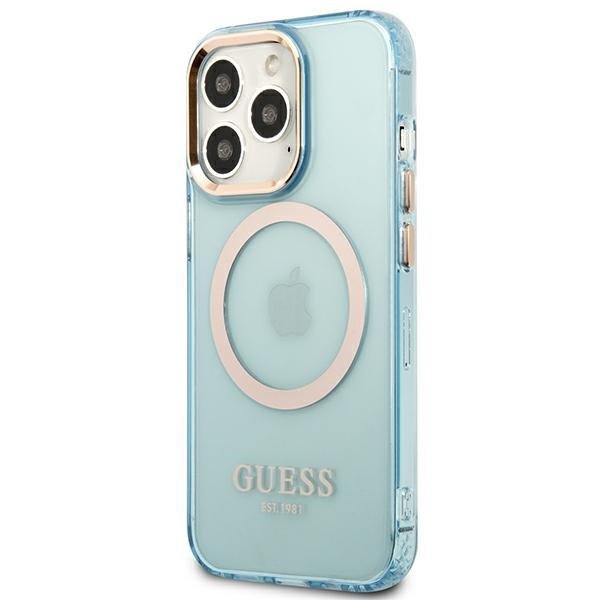 Guess GUHMP13XHTCMB iPhone 13 Pro Max6,7&quot; niebieski/blue hard case Gold Outline Translucent MagSafe