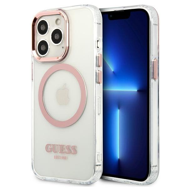 Guess GUHMP13LHTRMP iPhone 13 Pro / 13 6,1&quot; różowy/pink hard case Metal Outline Magsafe