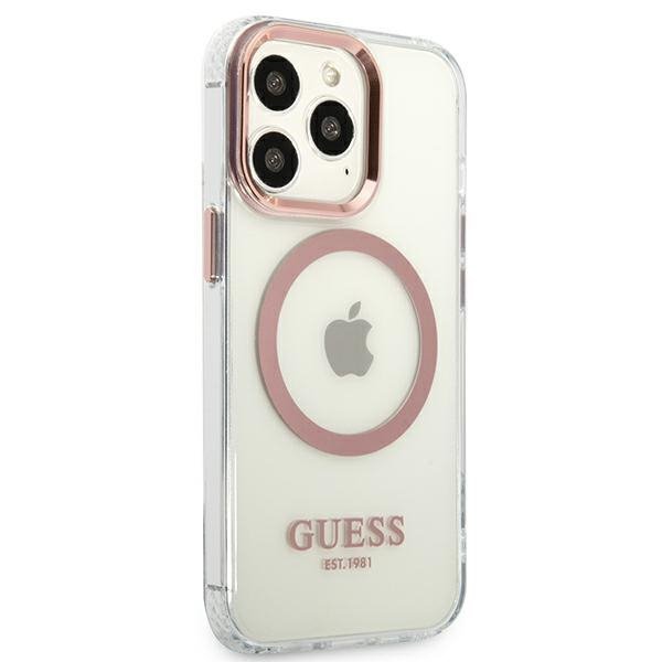 Guess GUHMP13LHTRMP iPhone 13 Pro / 13 6,1&quot; różowy/pink hard case Metal Outline Magsafe