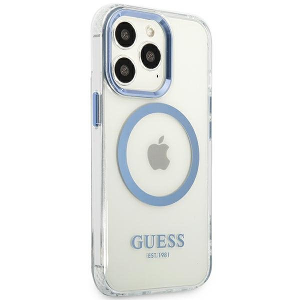 Guess GUHMP13LHTRMB iPhone 13 Pro / 13 6,1&quot; niebieski/blue hard case Metal Outline Magsafe