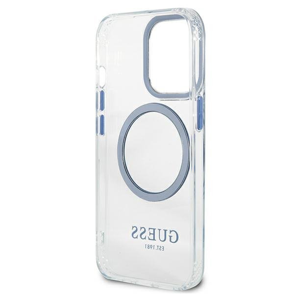 Guess GUHMP13LHTRMB iPhone 13 Pro / 13 6,1&quot; niebieski/blue hard case Metal Outline Magsafe
