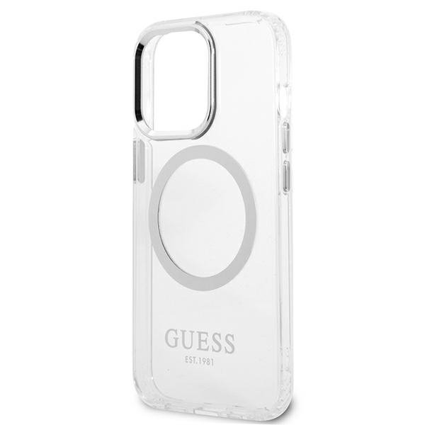 Guess GUHMP13LHTRMS iPhone 13 Pro / 13 6,1&quot; srebrny/silver hard case Metal Outline Magsafe