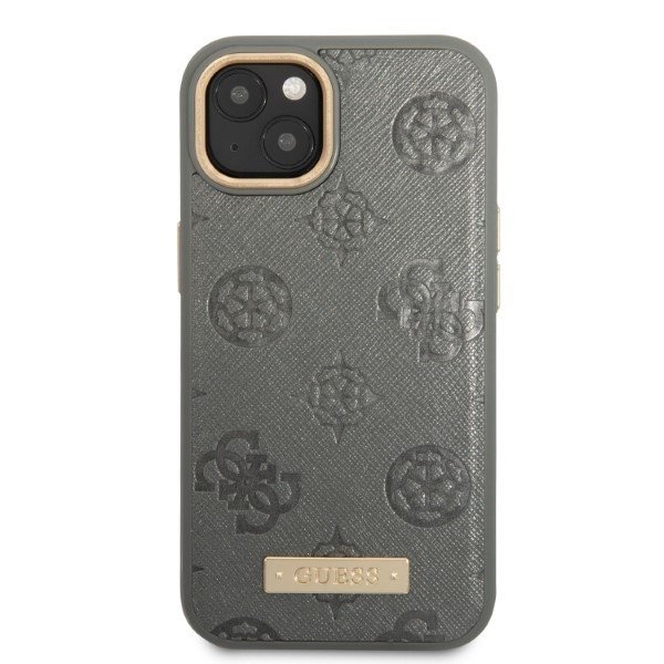 Guess GUHMP13MSAPSTG iPhone 13 / 14 / 15 6.1&quot; szary/grey hardcase Peony Logo Plate MagSafe