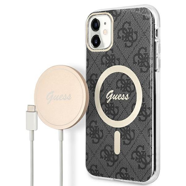 Zestaw Guess GUBPN61H4EACSK Case+Charger iPhone 11 6,1&quot; czarny/black hard case 4G Print MagSafe