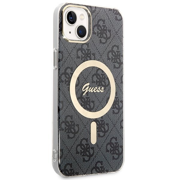 Zestaw Guess GUBPP14MH4EACSK Case+ Charger iPhone 14 Plus / 15 Plus 6.7&quot; czarny/black hard case 4G Print MagSafe