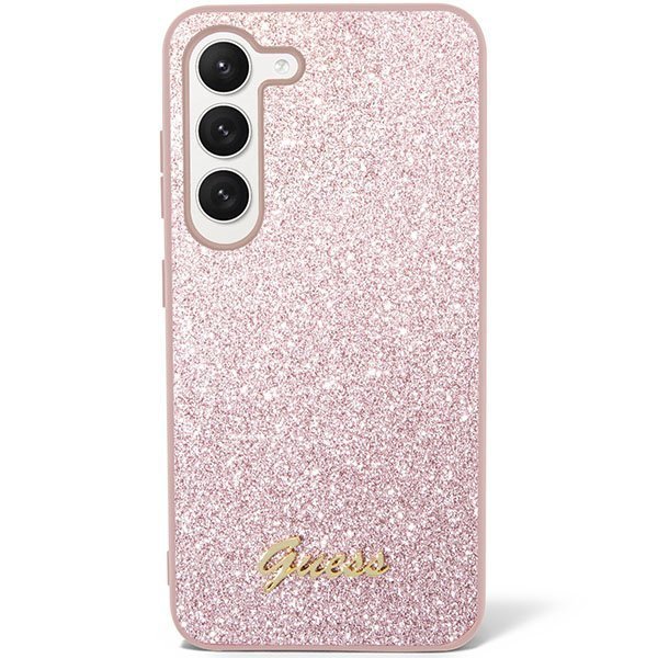 Guess GUHCS23MHGGSHP S23+ S916 różowy/pink hard case Glitter Script