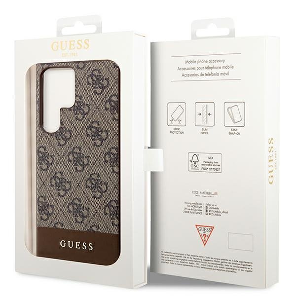 Guess GUHCS23LG4GLBR S23 Ultra S918 brązowy/brown hardcase 4G Stripe Collection