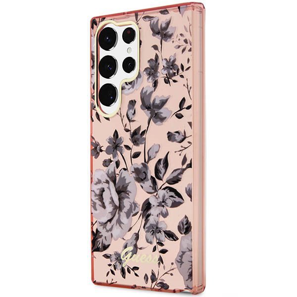 Guess GUHCS23LHCFWSP S23 Ultra S918różowy/pink hardcase Flower Collection