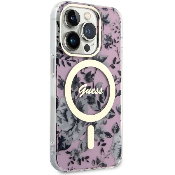 Guess GUHMP14LHCFWSP iPhone 14 Pro 6.1&quot; różowy/pink hardcase Flower MagSafe