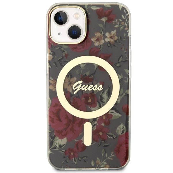 Guess GUHMP14MHCFWSA iPhone 14 Plus/ 15 Plus 6.7&quot; zielony/khaki hardcase Flower MagSafe