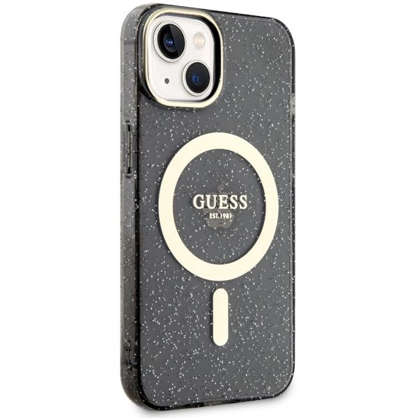 Guess GUHMP14MHCMCGK iPhone 14 Plus/ 15 Plus 6.7&quot; czarny/black hardcase Glitter Gold MagSafe