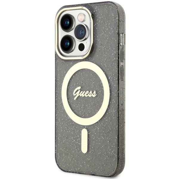 Guess GUHMP14LHCMCGK iPhone 14 Pro 6.1&quot; czarny/black hardcase Glitter Gold MagSafe