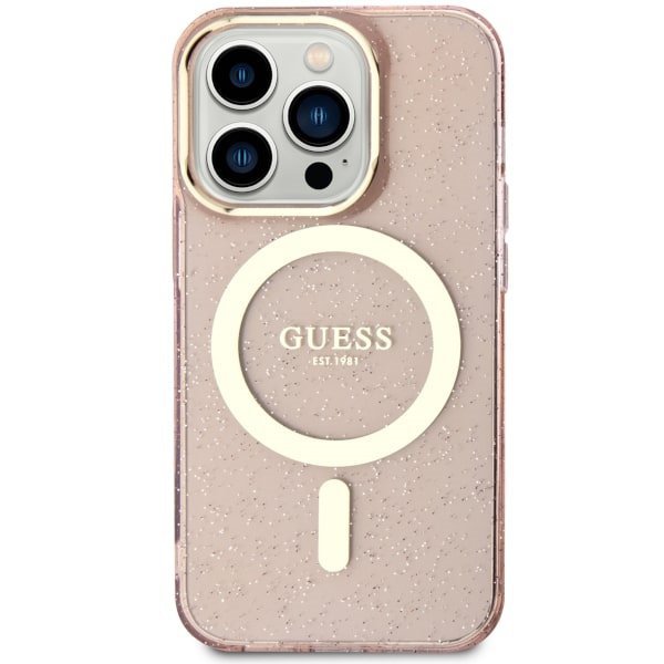 Guess GUHMP14XHCMCGP iPhone 14 Pro Max 6.7&quot; różowy/pink hardcase Glitter Gold MagSafe