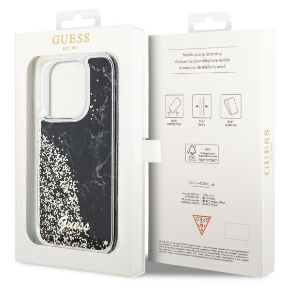 Guess GUHCP14LLCSGSGK iPhone 14 Pro 6.1&quot; czarny/black hardcase Liquid Glitter Marble