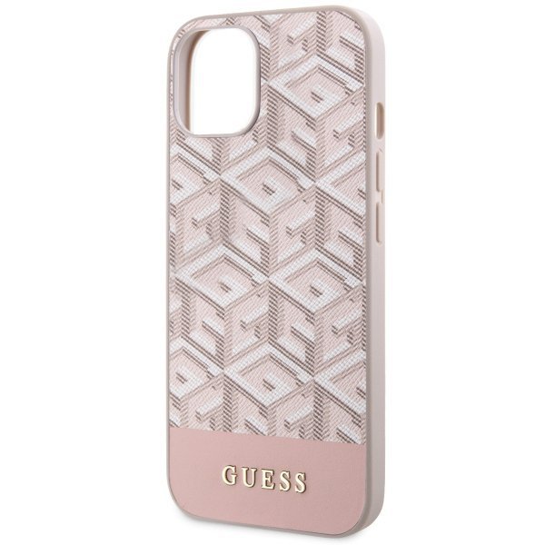 Guess GUHMP14SHGCFSEP iPhone 14 / 15 / 13 6.1&quot; różowy/pink hard case GCube Stripes MagSafe