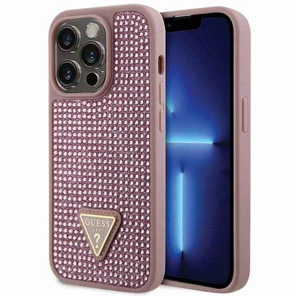 Guess GUHCP14LHDGTPP iPhone 14 Pro 6.1&quot; różowy/pink hardcase Rhinestone Triangle