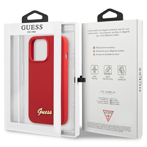 Guess GUHCP13XLSLMGRE iPhone 13 Pro Max 6.7&quot; czerwony/burgundy hard case Silicone Vintage Gold Logo