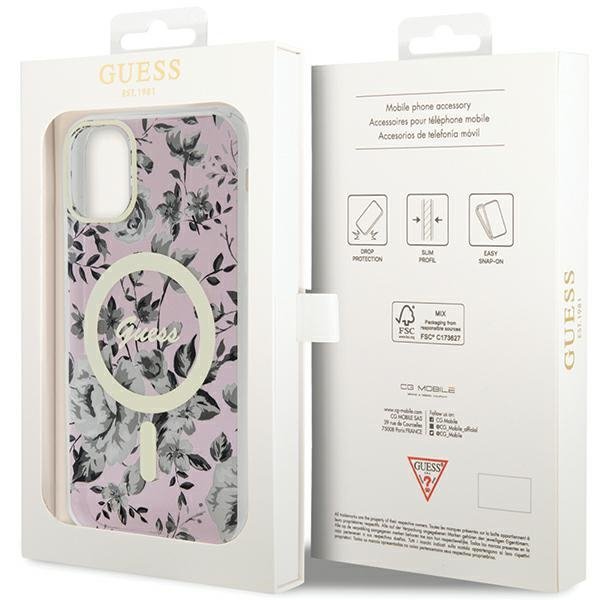 Guess GUHMN61HCFWSP iPhone 11 / Xr 6.1&quot; różowy/pink hardcase Flower MagSafe