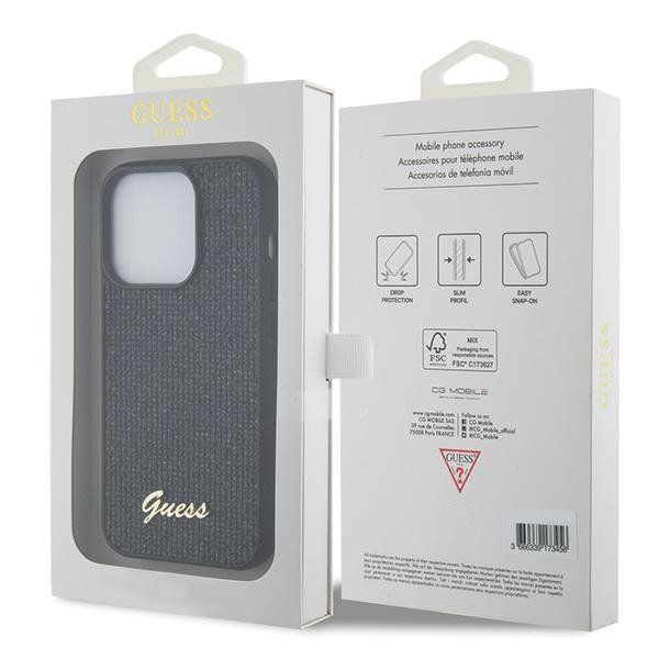 Guess GUHCP15LPSFDGSK iPhone 15 Pro 6.1&quot; czarny/black hardcase Sequin Script Metal