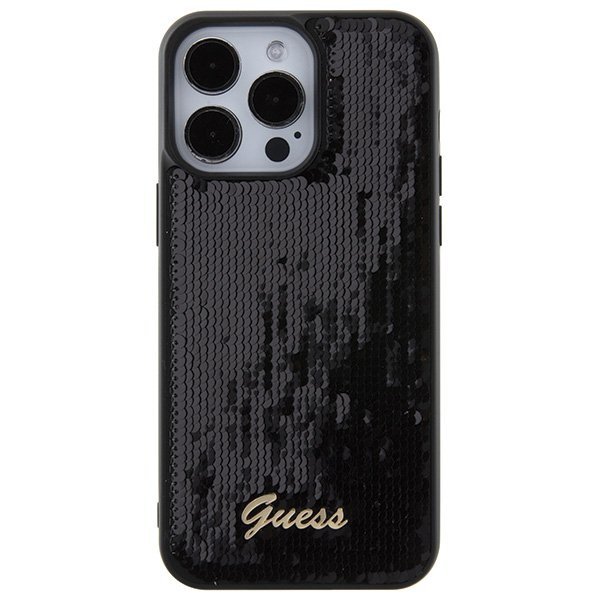 Guess GUHCP15XPSFDGSK iPhone 15 Pro Max 6.7&quot; czarny/black hardcase Sequin Script Metal