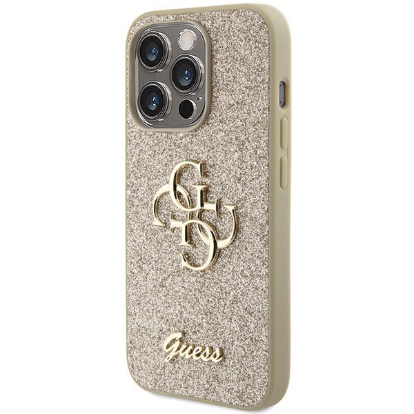 Guess GUHCP15LHG4SGD iPhone 15 Pro 6.1&quot; złoty/gold hardcase Glitter Script Big 4G