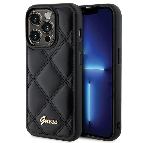 Guess GUHCP15LPSQSQSK iPhone 15 Pro 6.1&quot; czarny/black hardcase Quilted Metal Logo